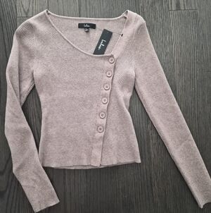 Lulu's Mauve Ribbed Knit Sweater With Buttons